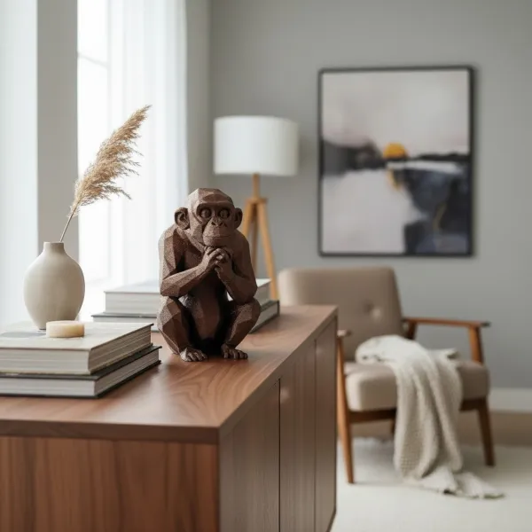 Sculpture #53 - Low Poly Chimpanzee, Sitting