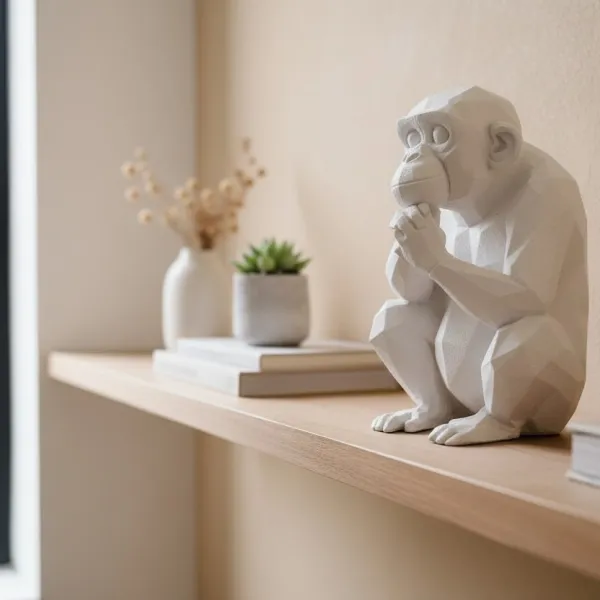 Sculpture #53 - Low Poly Chimpanzee, Sitting