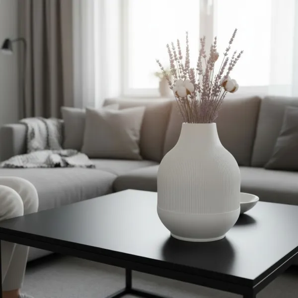 Vase with diminishing ribs