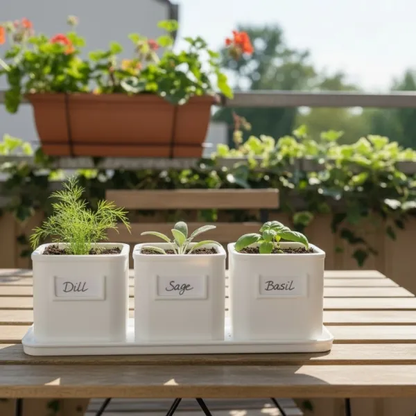 Herb Pot Set with Saucer Tray