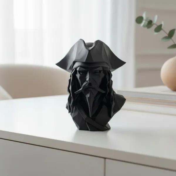 Low Poly Pirate Bust Sculpture
