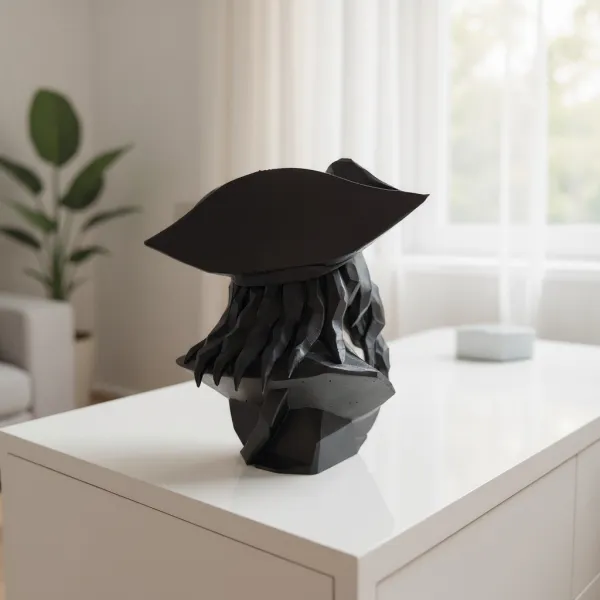 Low Poly Pirate Bust Sculpture