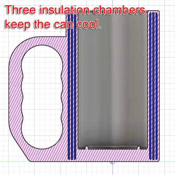 Insulating Can Cooler with Three Air Chambers