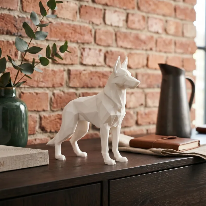 Low Poly German Shepherd Sculpture