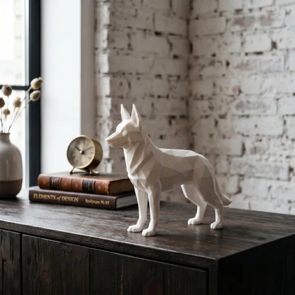 Low Poly German Shepherd Sculpture