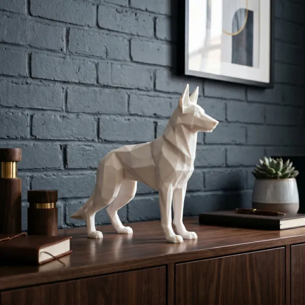 Low Poly German Shepherd Sculpture