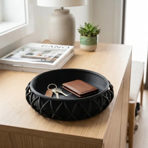 Basket-weave key tray