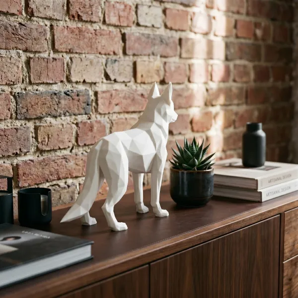 Low Poly German Shepherd Sculpture