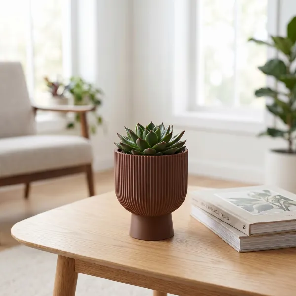 Sereno Ribbed Planter with Pedestal Base