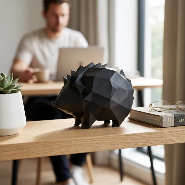 Low-poly Hedgehog Sculpture