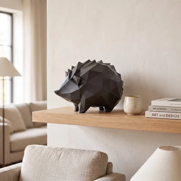 Low-poly Hedgehog Sculpture