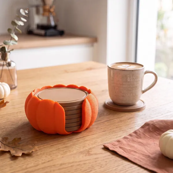 Pumpkin coaster holder