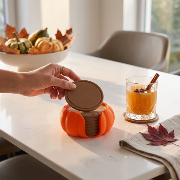 Pumpkin coaster holder