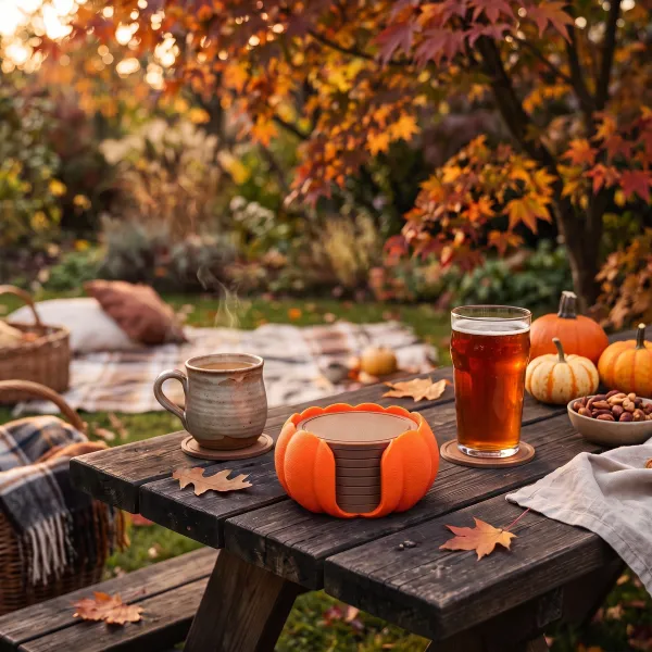 Pumpkin coaster holder