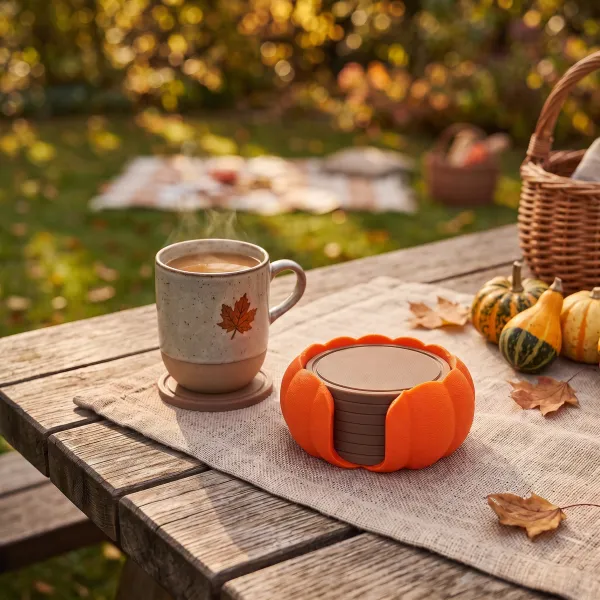 Pumpkin coaster holder