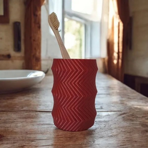 Rolling Gear Ribbed Pencil Holder & Toothbrush Cup