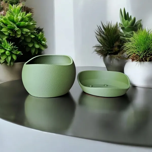 Shark Skin Plant Pot with Saucer