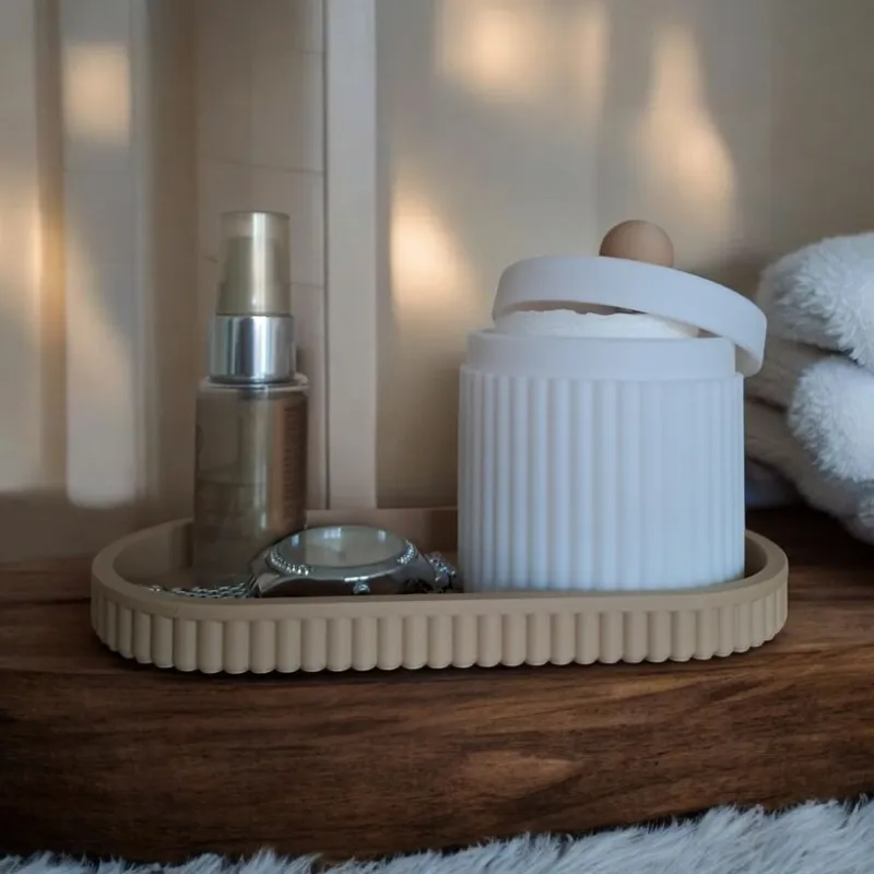 Ribbed Jewellery and Bathroom Organiser Set
