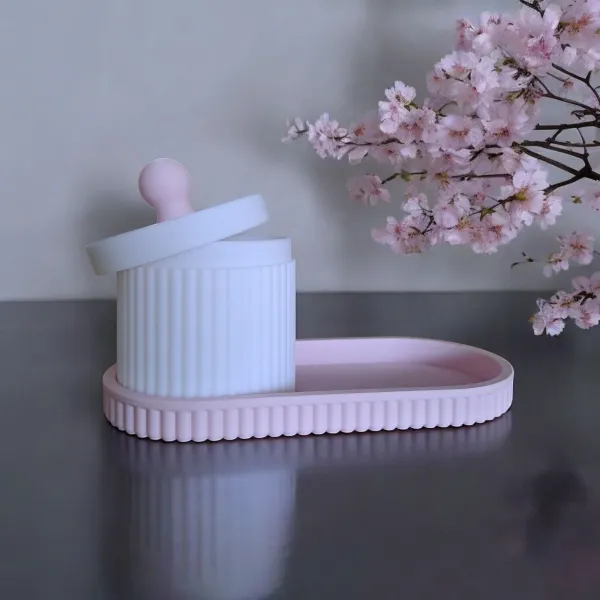 Ribbed Jewellery and Bathroom Organiser Set