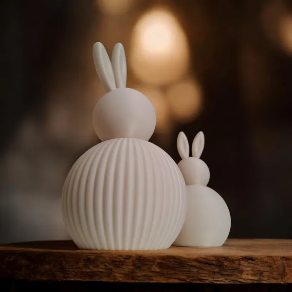 Ribbed Bunny Pair, Mother and Little One