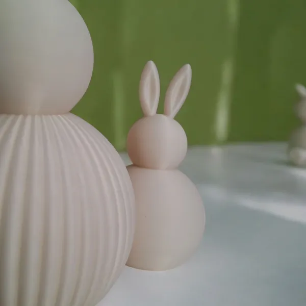 Ribbed Bunny Pair, Mother and Little One
