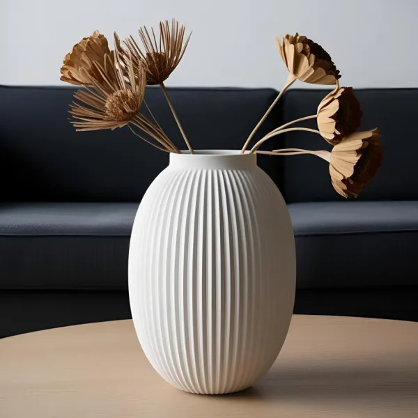Ribbed Bulbous Vase