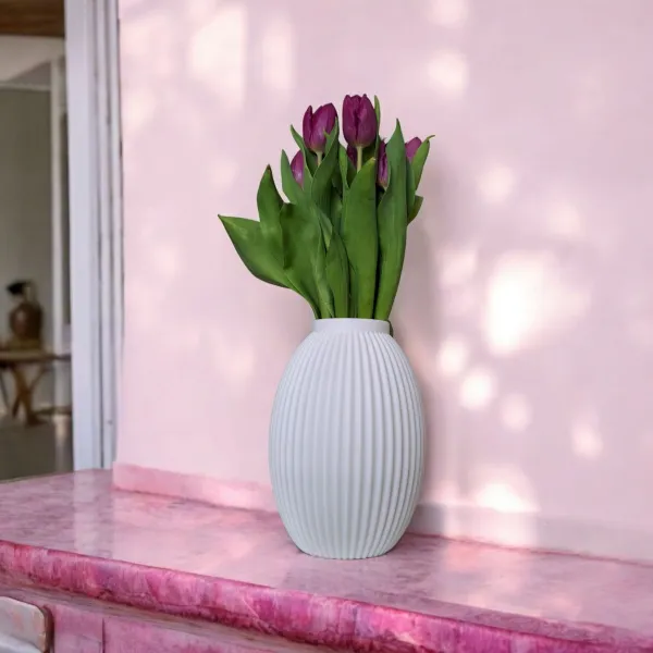 Ribbed Bulbous Vase