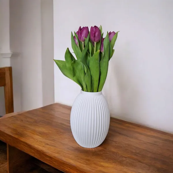 Ribbed Bulbous Vase