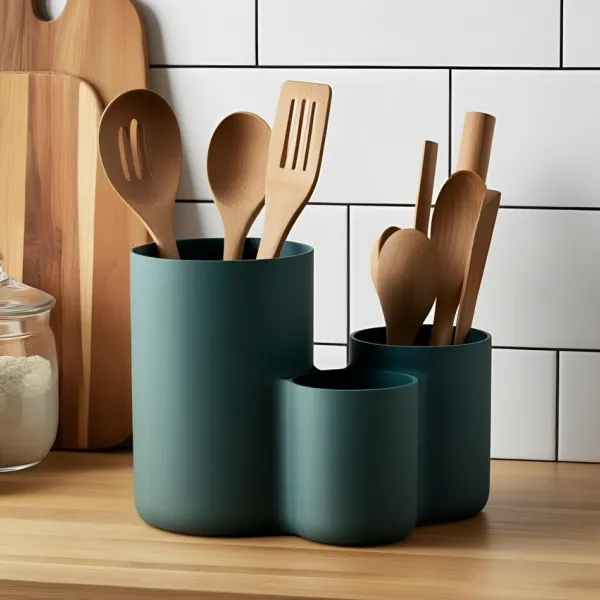 Three-cup kitchen utensil holder