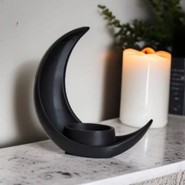Crescent Moon Decoration with Elliptical Plant Pot