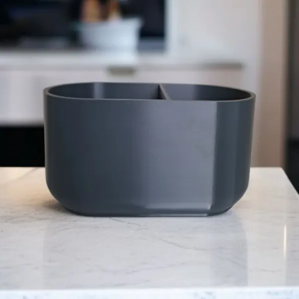 Two-compartment kitchen utensil holder