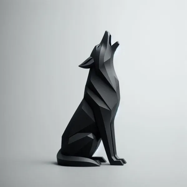 Sitting Wolf Sculpture, Howling at the Moon