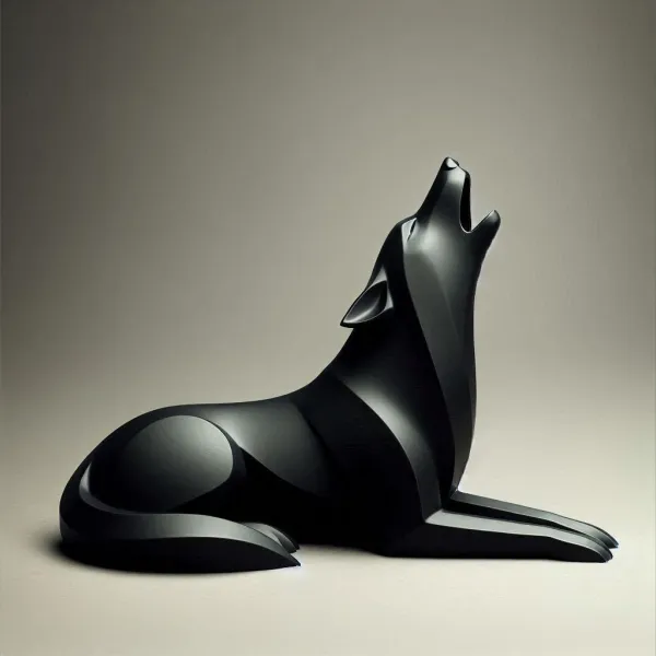 Sculpture #21 - Minimalist Howling Wolf, Lying Down