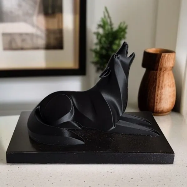 Sculpture #21 - Minimalist Howling Wolf, Lying Down