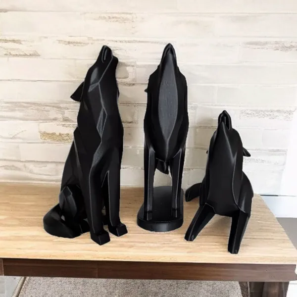 Sculpture #21 - Minimalist Howling Wolf, Lying Down