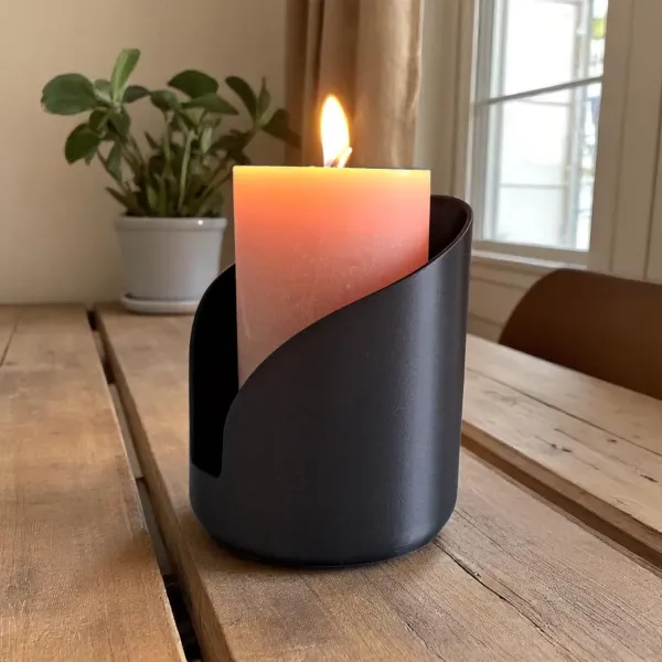 Pillar Candle Holder with Beveled Top