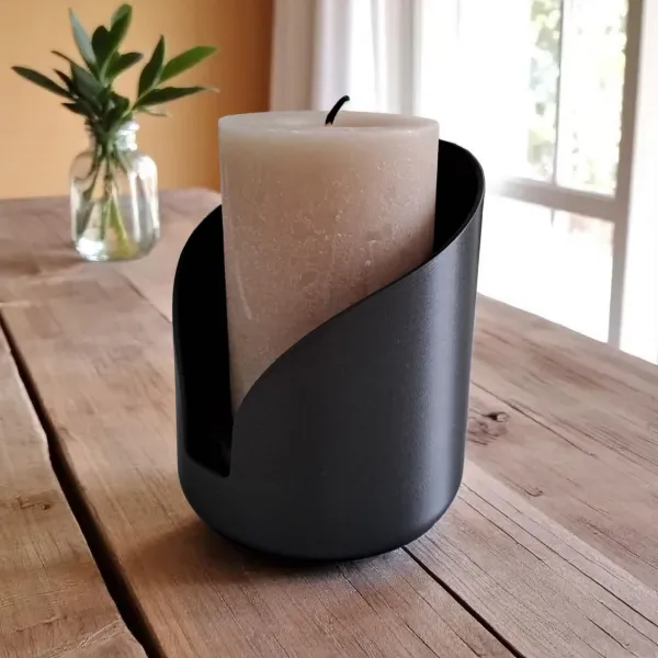 Pillar Candle Holder with Beveled Top