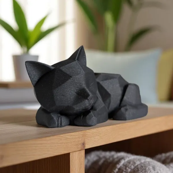 Sleeping Kitten Low Poly Sculpture