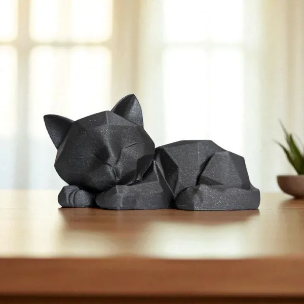 Sleeping Kitten Low Poly Sculpture