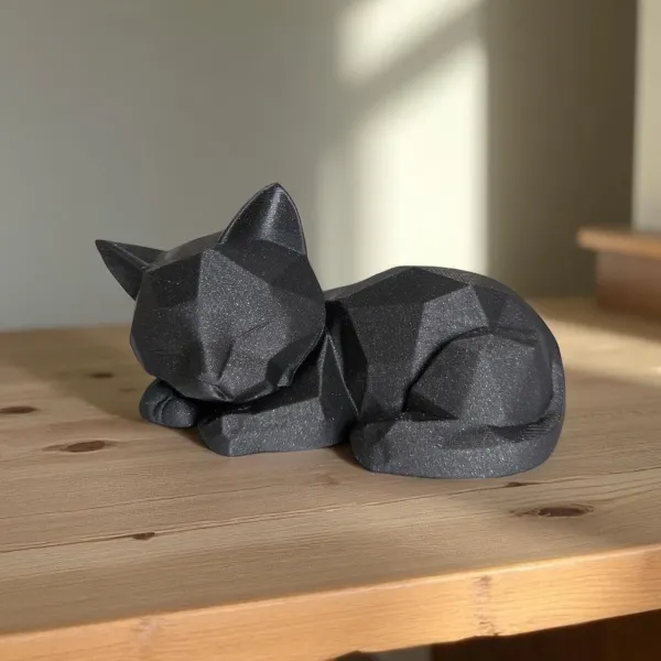 Sleeping Kitten Low Poly Sculpture