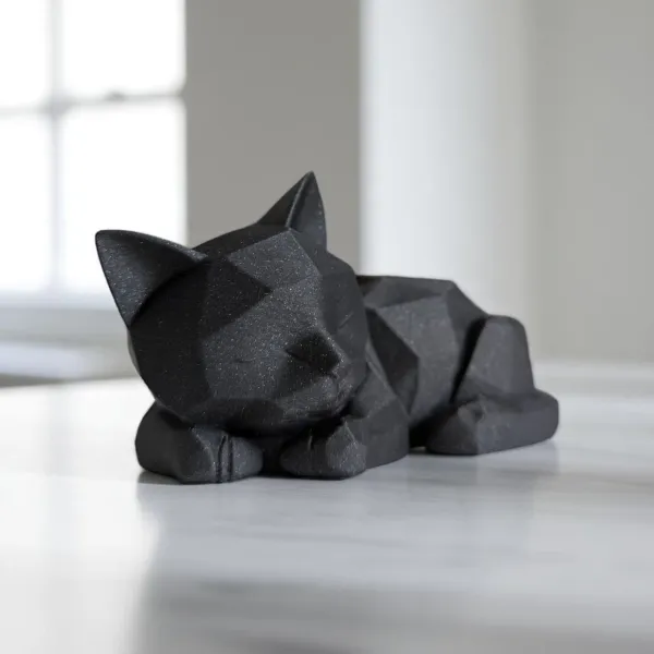 Sleeping Kitten Low Poly Sculpture