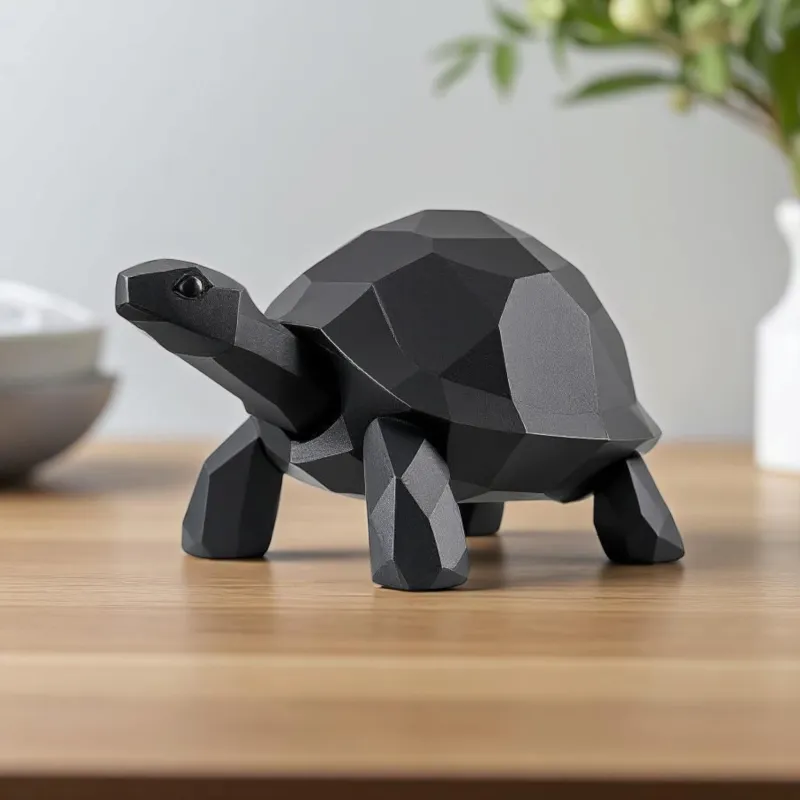 Walking Low Poly Turtle Sculpture