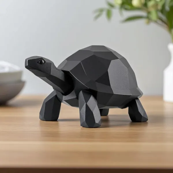 Walking Low Poly Turtle Sculpture