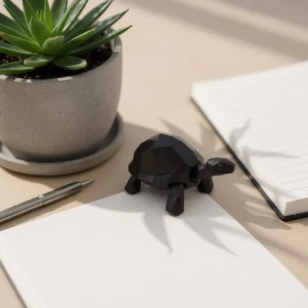 Walking Low Poly Turtle Sculpture