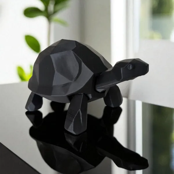 Walking Low Poly Turtle Sculpture