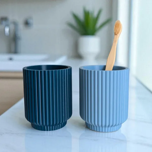 Ribbed Toothbrush Cups (Set of Two)