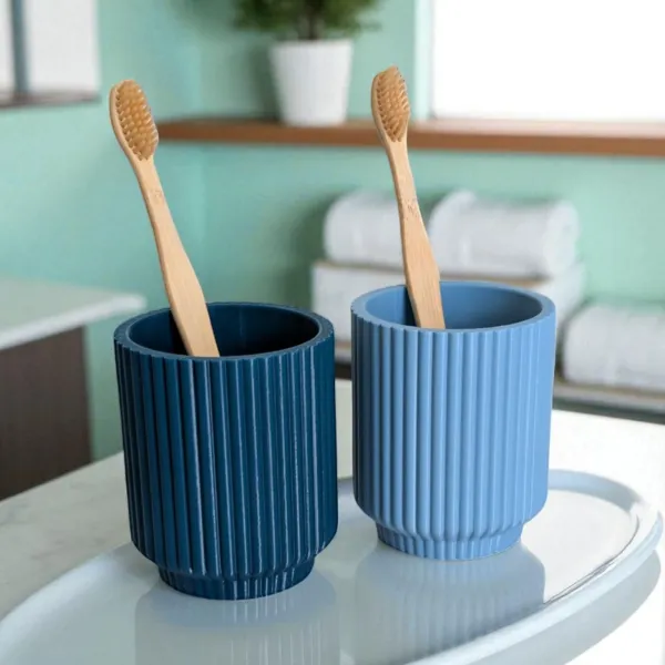Ribbed Toothbrush Cups (Set of Two)