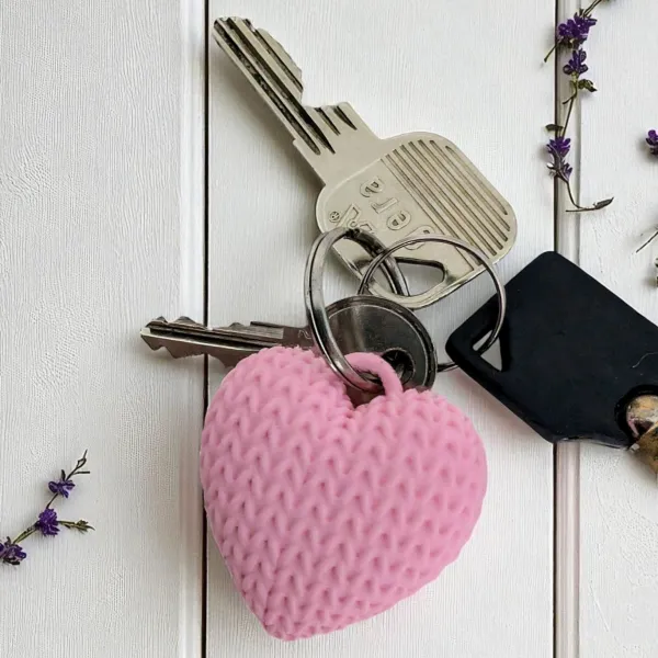 Knitted Heart Keychain