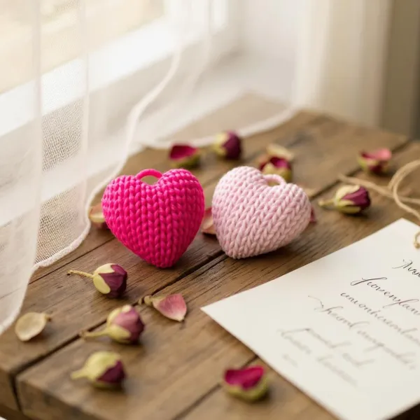 Knitted Heart Keychain