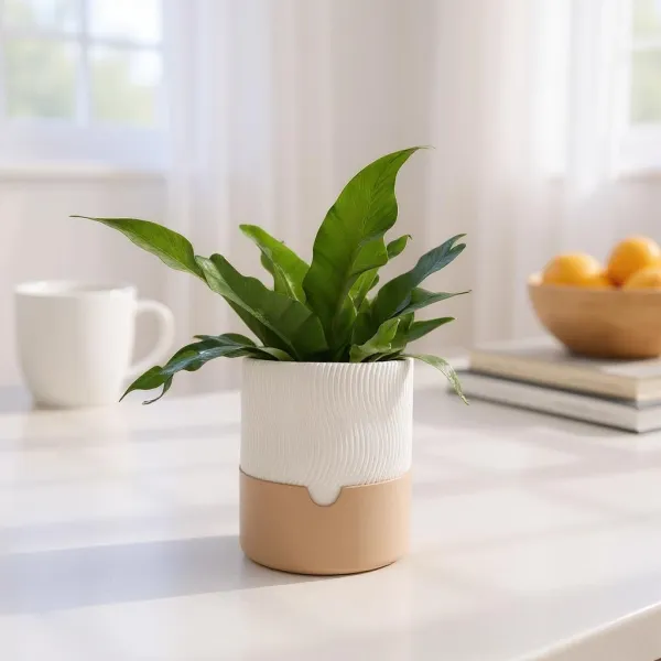 Ribbed Self-Watering Planter, Two Pieces